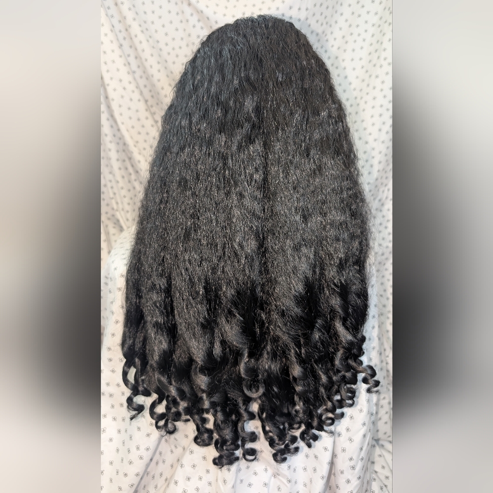Synthetic Headband Wig Afro Curly Burmese Curls 22 Inch Glueless Natural Black